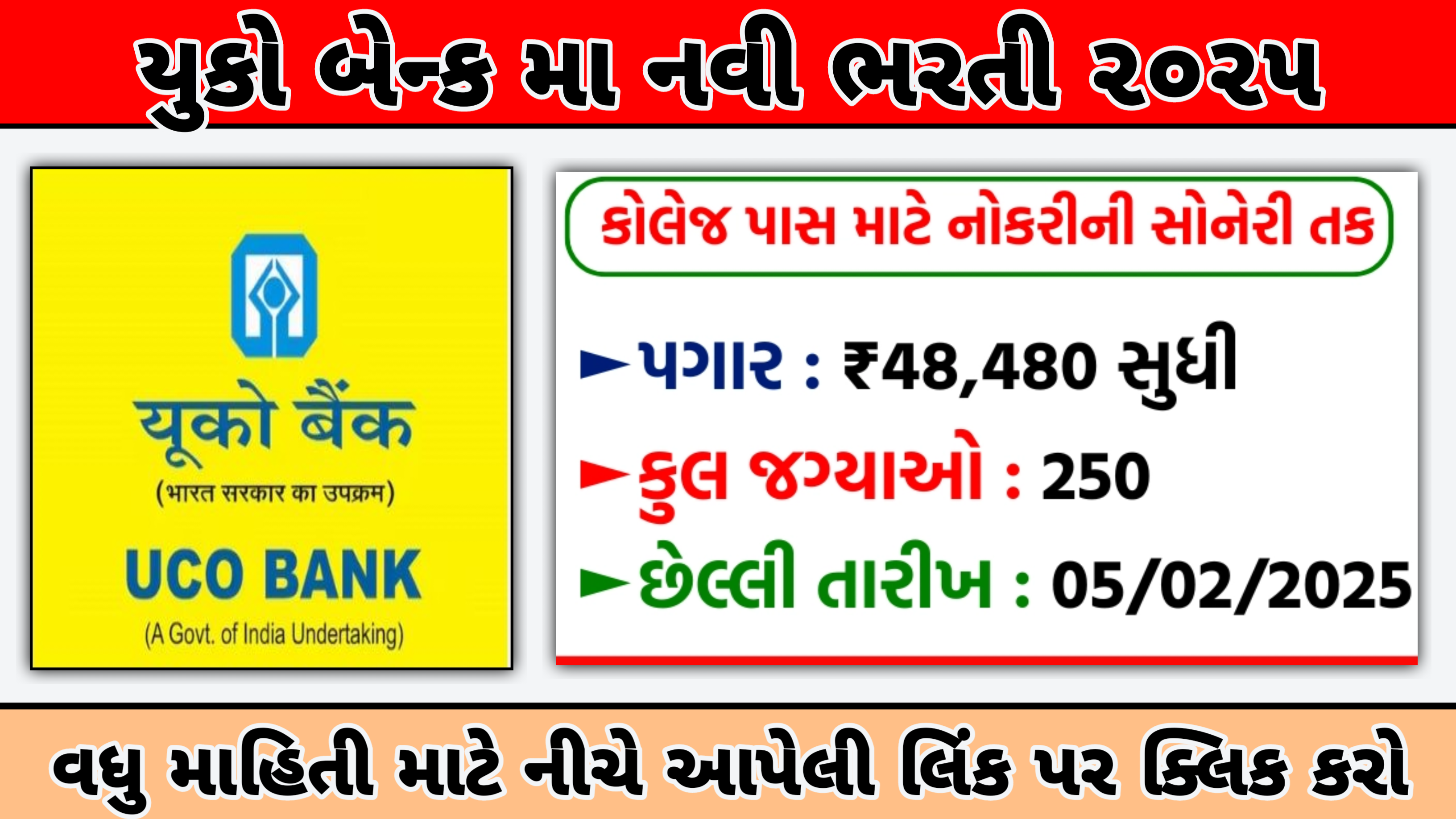 UCO Bank Recruitment Gujarat: યુકો બેંકની ગુજરાત સહિત વિવિધ જગ્યાઓ પર ભરતી: જાહેર, પગાર રૂ 48480 થી શરૂ